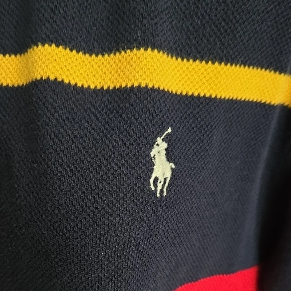 Vintage Ralph Lauren Polo Shirt‎ in Navy with Yellow And Red Accents